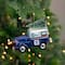 5" Blue & Silver USPS Post Office Truck with Frosted Tree Glass Christmas Ornament